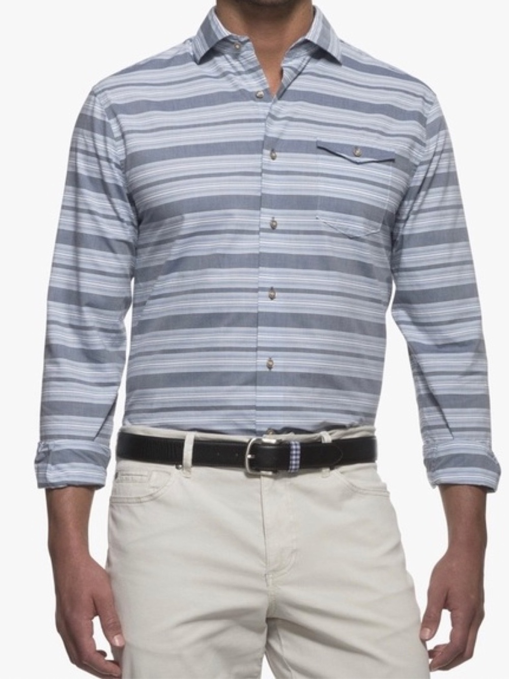 Johnnie O Shirt Chandler Shirt Long Sleeve Striped Shirt Johnnie O Indigo